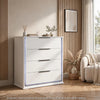 Luma Tall Dresser Chest w LED | 5 Drawers | Metallic Silver-Gray Trim | White