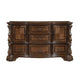 Gony Wide Dresser | 5 Drawers | 2 Cabinets | Traditional Carving | Dark Brown