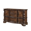 Gony Wide Dresser | 5 Drawers | 2 Cabinets | Traditional Carving | Dark Brown