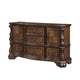 Gony Wide Dresser | 5 Drawers | 2 Cabinets | Traditional Carving | Dark Brown