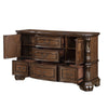 Gony Wide Dresser | 5 Drawers | 2 Cabinets | Traditional Carving | Dark Brown