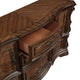 Gony Wide Dresser | 5 Drawers | 2 Cabinets | Traditional Carving | Dark Brown