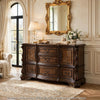 Gony Wide Dresser | 5 Drawers | 2 Cabinets | Traditional Carving | Dark Brown