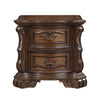 Gony Nightstand | 2 Drawers | Traditional Carving | Gold Accents | Dark Brown
