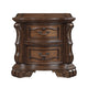 Gony Nightstand | 2 Drawers | Traditional Carving | Gold Accents | Dark Brown