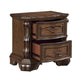 Gony Nightstand | 2 Drawers | Traditional Carving | Gold Accents | Dark Brown