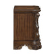 Gony Nightstand | 2 Drawers | Traditional Carving | Gold Accents | Dark Brown