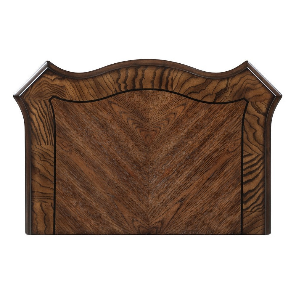 Gony Nightstand | 2 Drawers | Traditional Carving | Gold Accents | Dark Brown