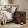 Gony Nightstand | 2 Drawers | Traditional Carving | Gold Accents | Dark Brown