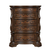 Gony Tall Dresser Chest | 5 Drawers | Traditional Carving | Gold | Dark Brown
