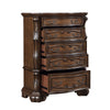 Gony Tall Dresser Chest | 5 Drawers | Traditional Carving | Gold | Dark Brown