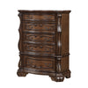 Gony Tall Dresser Chest | 5 Drawers | Traditional Carving | Gold | Dark Brown