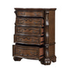 Gony Tall Dresser Chest | 5 Drawers | Traditional Carving | Gold | Dark Brown