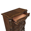 Gony Tall Dresser Chest | 5 Drawers | Traditional Carving | Gold | Dark Brown