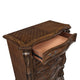 Gony Tall Dresser Chest | 5 Drawers | Traditional Carving | Gold | Dark Brown
