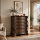 Gony Tall Dresser Chest | 5 Drawers | Traditional Carving | Gold | Dark Brown