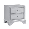 Aman Nightstand | 2 Drawers | Embossed Front | Acrylic Diamond Knobs | Silver