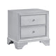 Aman Nightstand | 2 Drawers | Embossed Front | Acrylic Diamond Knobs | Silver