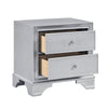 Aman Nightstand | 2 Drawers | Embossed Front | Acrylic Diamond Knobs | Silver