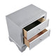 Aman Nightstand | 2 Drawers | Embossed Front | Acrylic Diamond Knobs | Silver