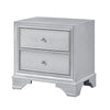 Aman Nightstand | 2 Drawers | Embossed Front | Acrylic Diamond Knobs | Silver