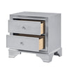 Aman Nightstand | 2 Drawers | Embossed Front | Acrylic Diamond Knobs | Silver