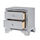 Aman Nightstand | 2 Drawers | Embossed Front | Acrylic Diamond Knobs | Silver