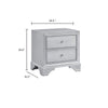 Aman Nightstand | 2 Drawers | Embossed Front | Acrylic Diamond Knobs | Silver