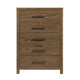 Masi Tall Dresser Chest | 5 Drawers | Transitional Style | Brown Wood