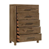 Masi Tall Dresser Chest | 5 Drawers | Transitional Style | Brown Wood