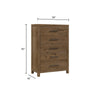 Masi Tall Dresser Chest | 5 Drawers | Transitional Style | Brown Wood