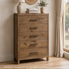 Masi Tall Dresser Chest | 5 Drawers | Transitional Style | Brown Wood