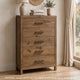 Masi Tall Dresser Chest | 5 Drawers | Transitional Style | Brown Wood