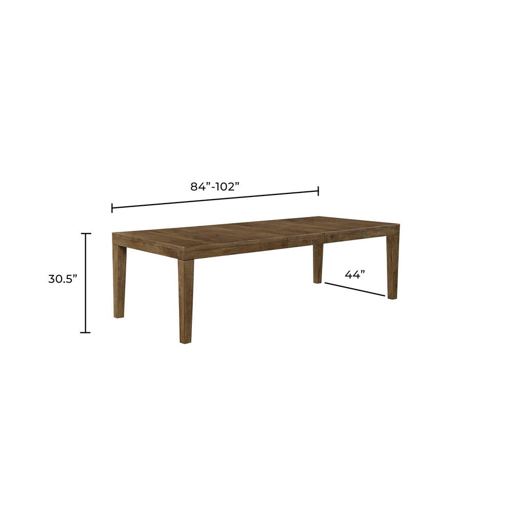 Masi Dining Table | Self Storing Extension Leaf |  Brown Wood 84-102"
