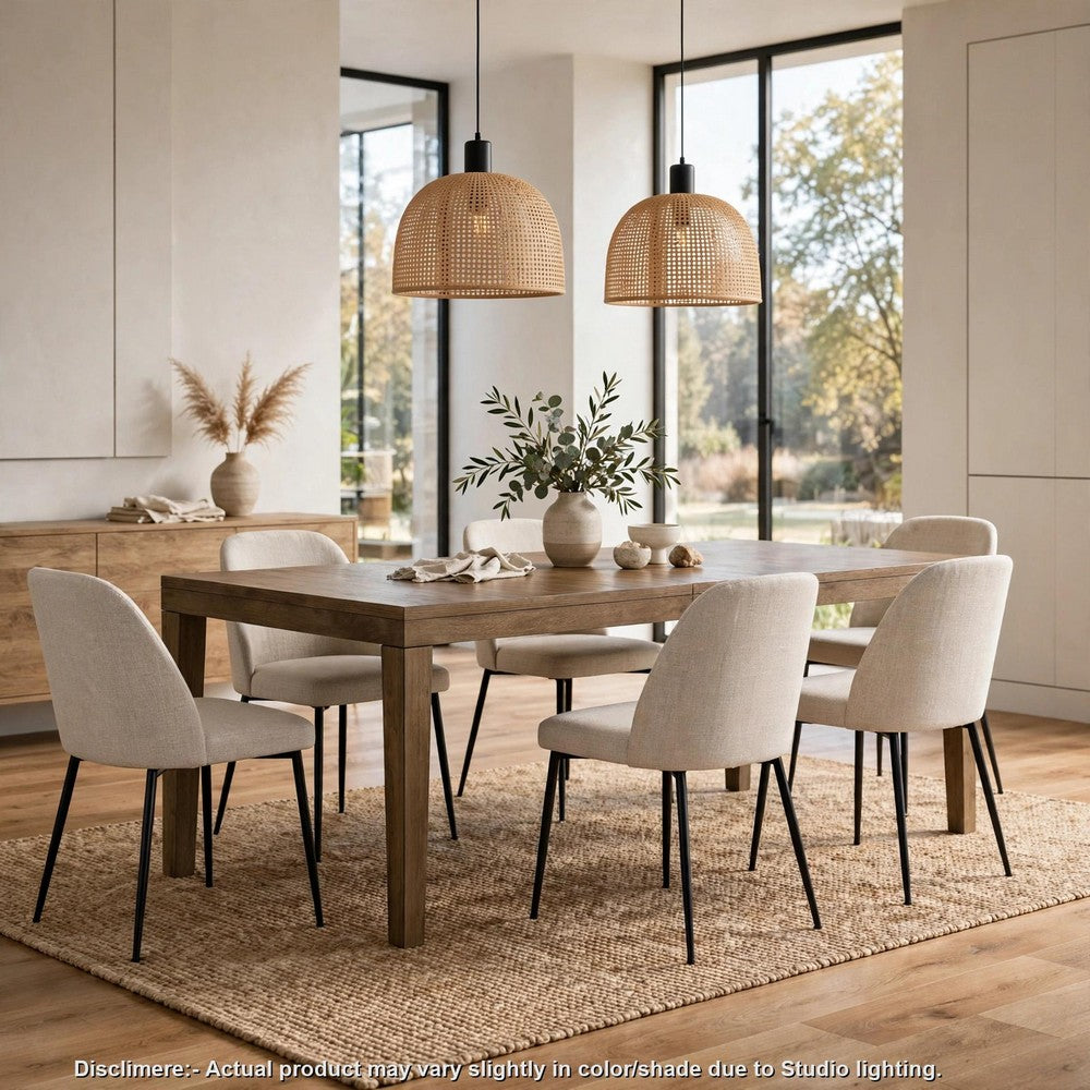 Masi Dining Table | Self Storing Extension Leaf |  Brown Wood 84-102"