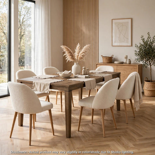 Masi Dining Table | Self Storing Extension Leaf |  Brown Wood 84-102"