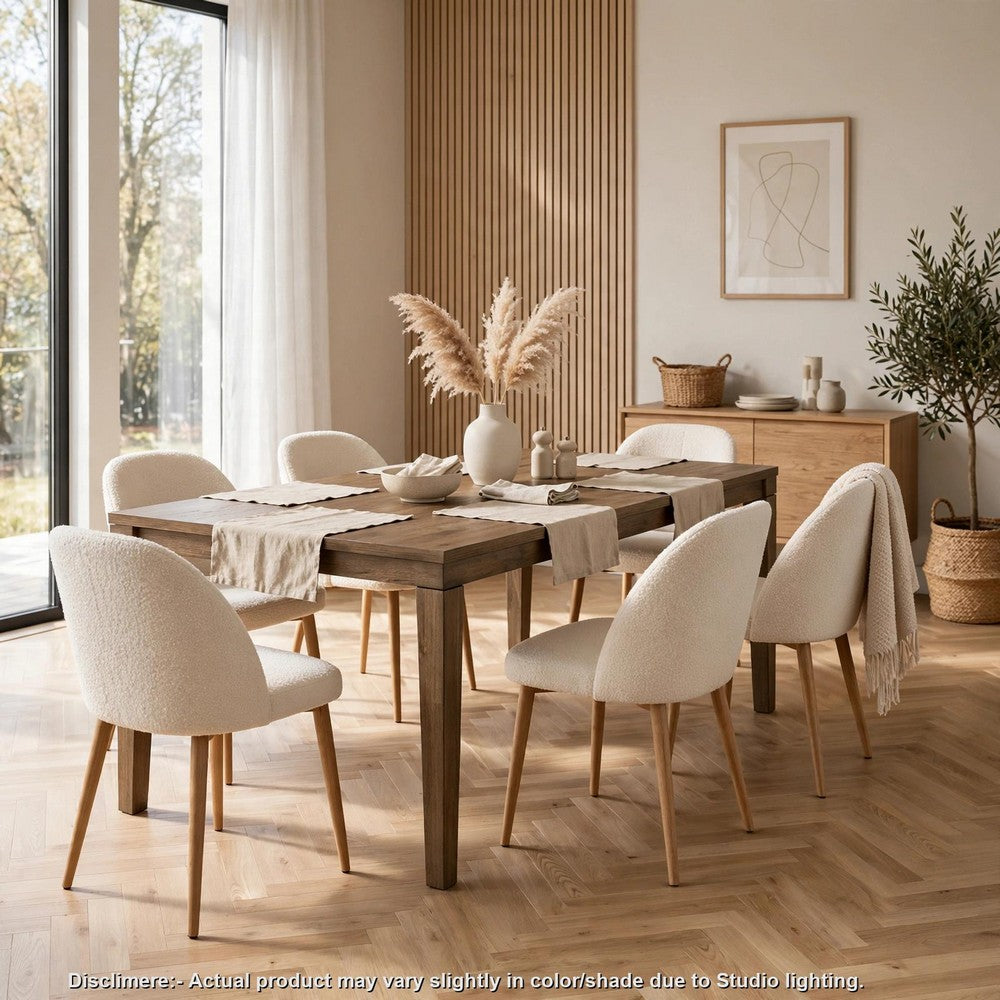 Masi Dining Table | Self Storing Extension Leaf |  Brown Wood 84-102"