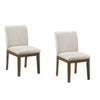 Masi Dining Side Chair Set of 2 | Padded Seat | Light Gray Polyester | Brown