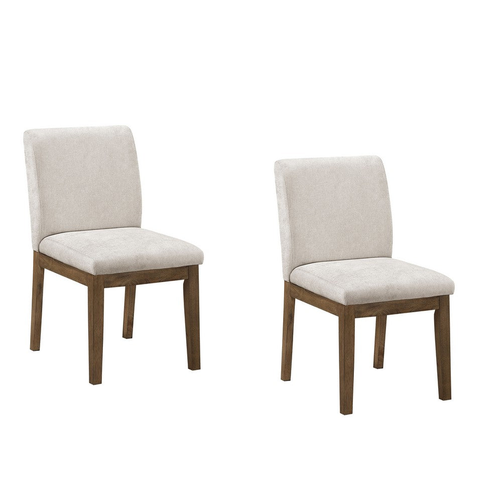 Masi Dining Side Chair Set of 2 | Padded Seat | Light Gray Polyester | Brown