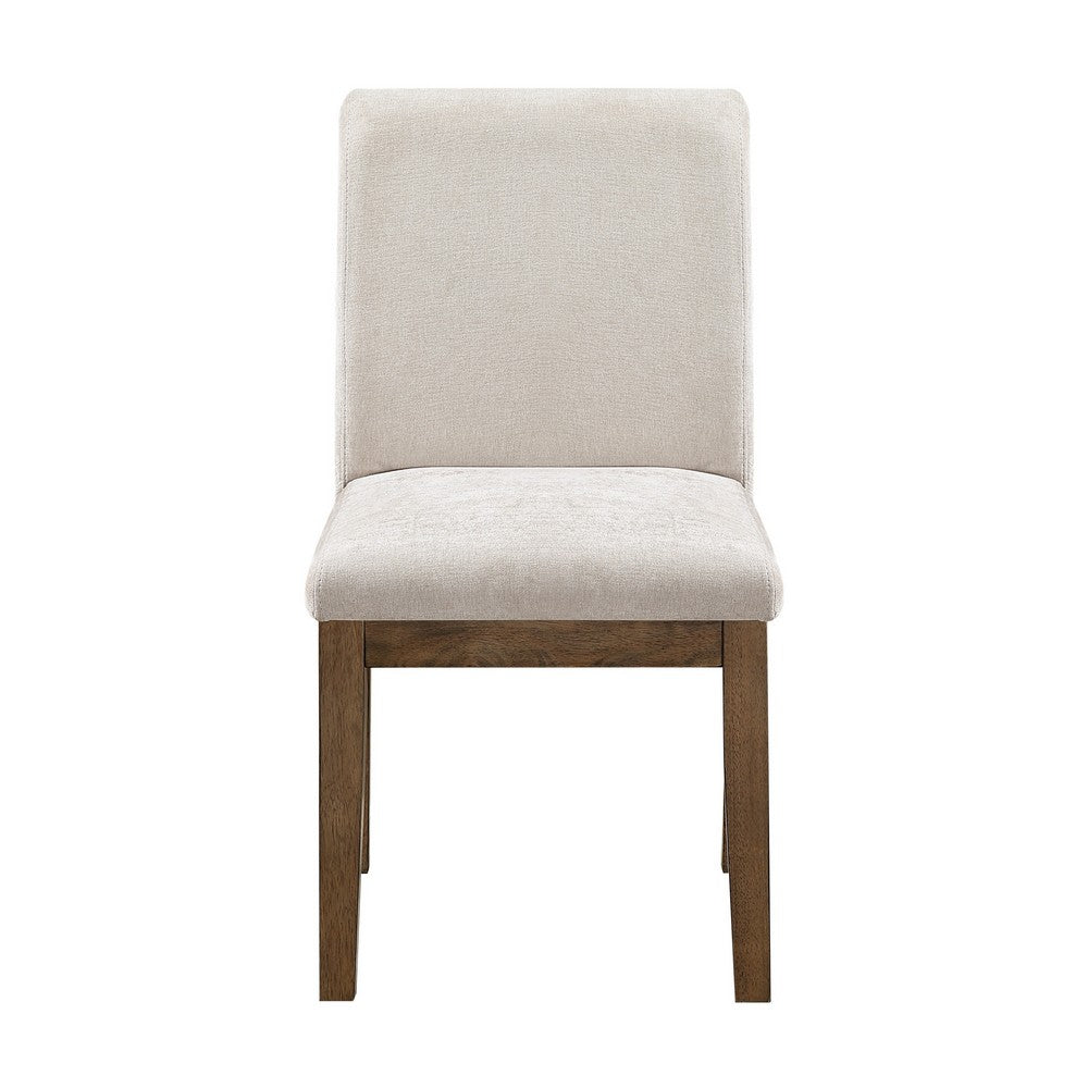 Masi Dining Side Chair Set of 2 | Padded Seat | Light Gray Polyester | Brown
