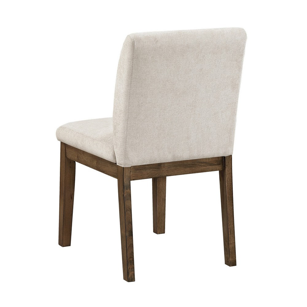 Masi Dining Side Chair Set of 2 | Padded Seat | Light Gray Polyester | Brown