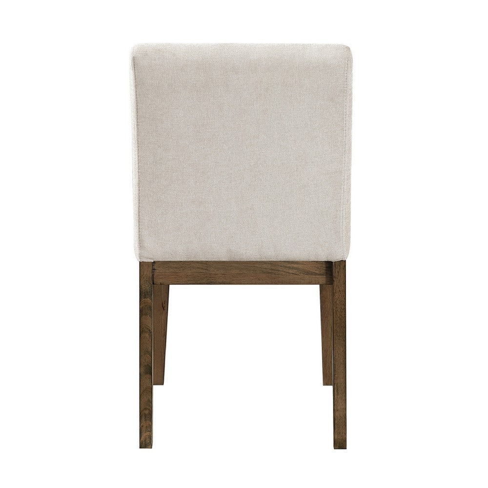 Masi Dining Side Chair Set of 2 | Padded Seat | Light Gray Polyester | Brown