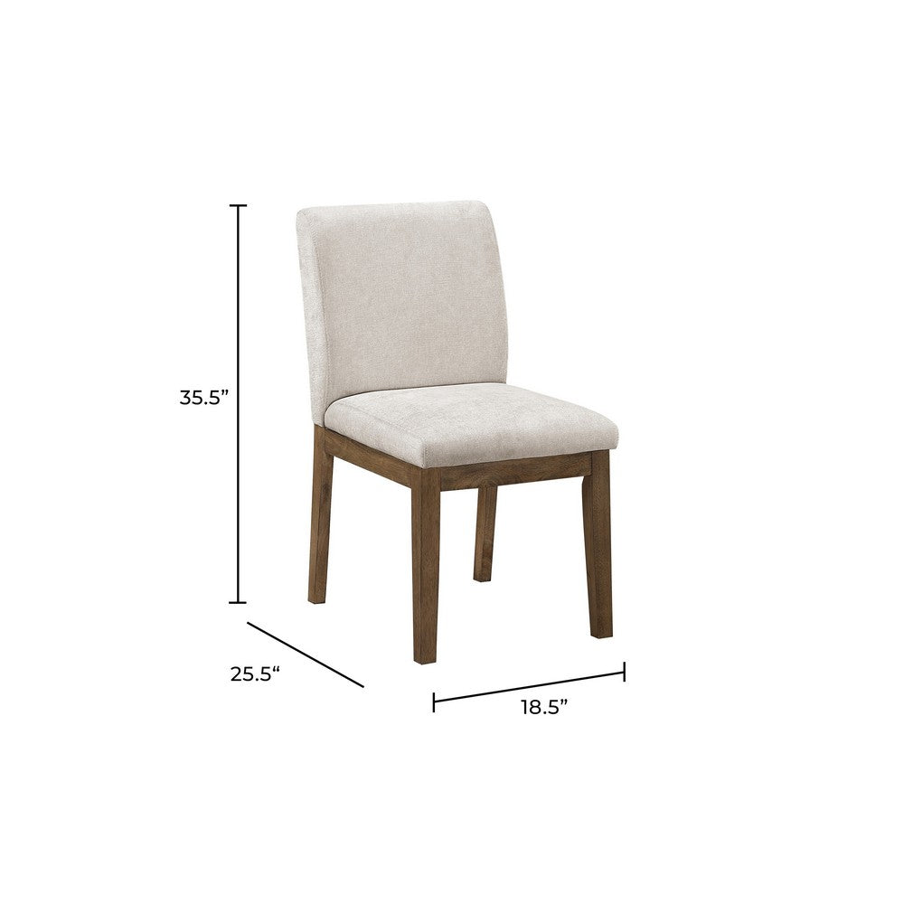 Masi Dining Side Chair Set of 2 | Padded Seat | Light Gray Polyester | Brown