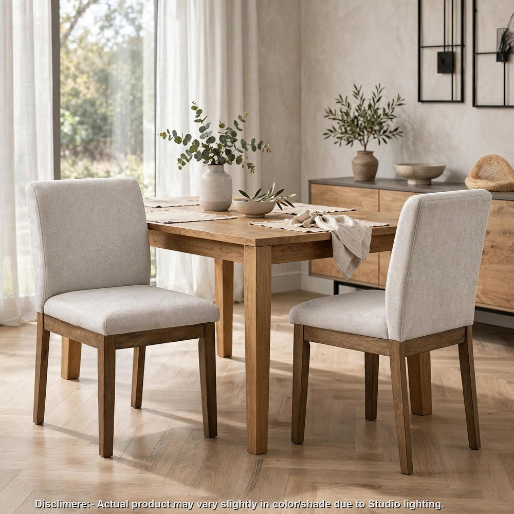 Masi Dining Side Chair Set of 2 | Padded Seat | Light Gray Polyester | Brown