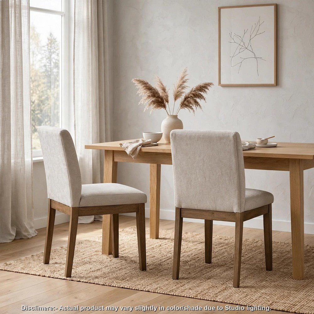 Masi Dining Side Chair Set of 2 | Padded Seat | Light Gray Polyester | Brown