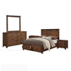 King Bedroom Set, Brown, 5pc w 2 Nightstands, Dresser, Mirror