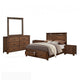 King Bedroom Set, Brown, 5pc w 2 Nightstands, Dresser, Mirror