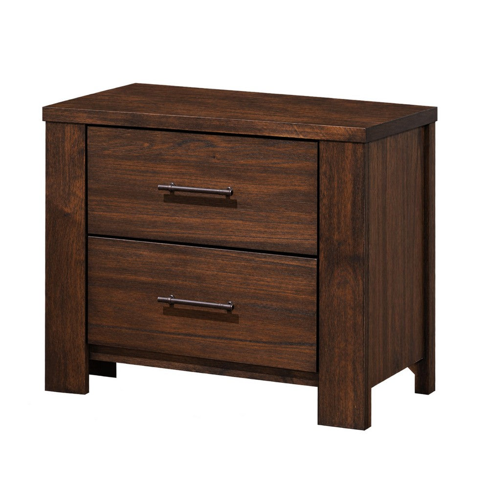 King Bedroom Set, Brown, 5pc w 2 Nightstands, Dresser, Mirror