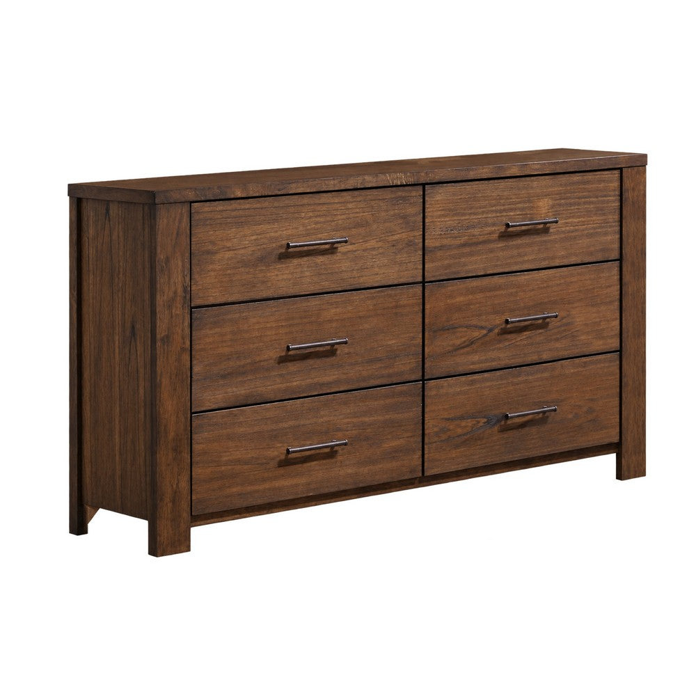 King Bedroom Set, Brown, 5pc w 2 Nightstands, Dresser, Mirror