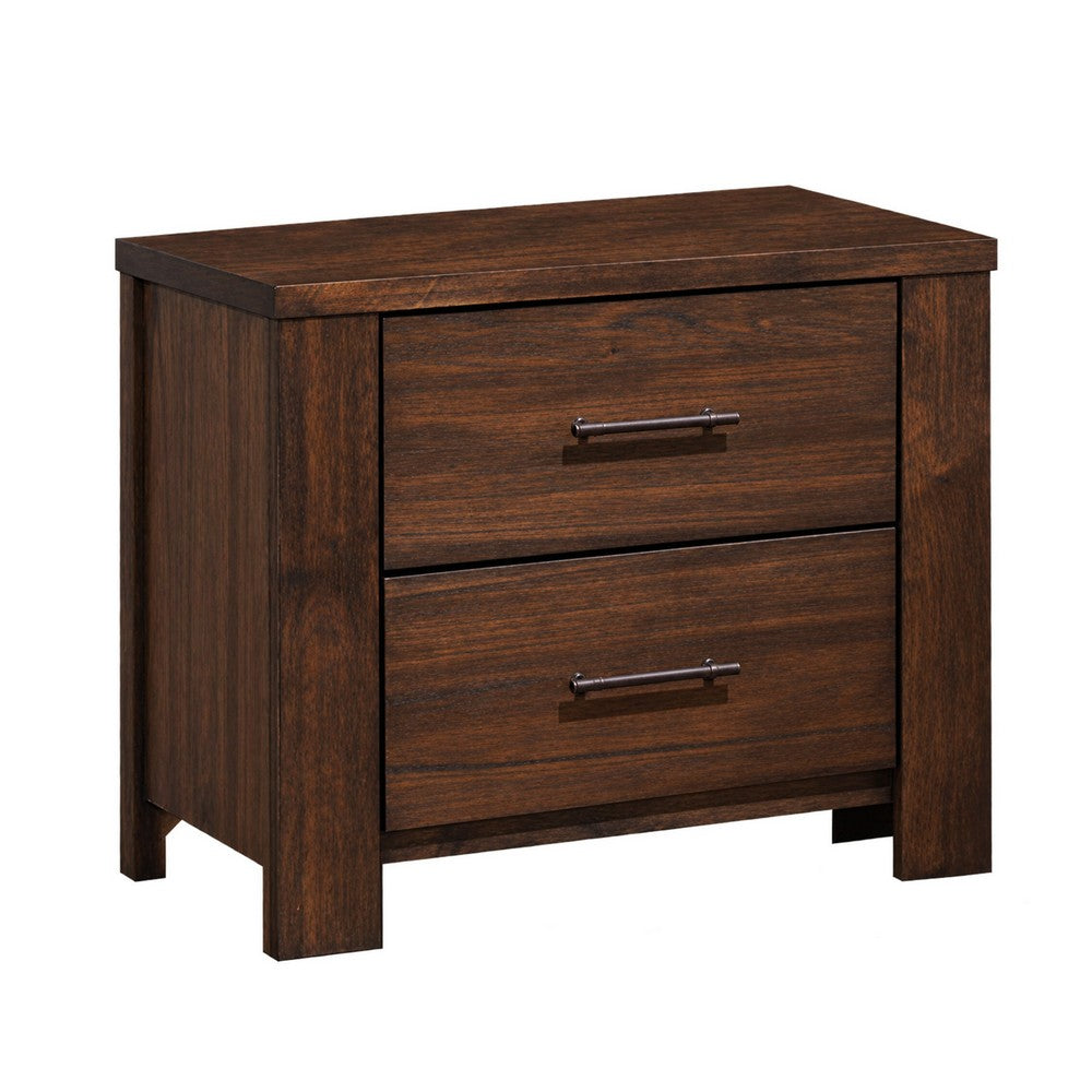 King Bedroom Set, Brown, 5pc w 2 Nightstands, Dresser, Mirror